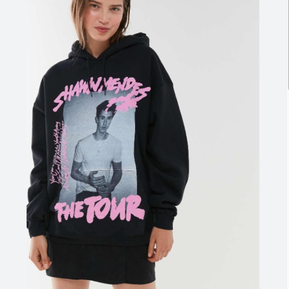 Shawn Mendes The Tour Concert Black Pink Sweatshirt Hoodie Size XL
